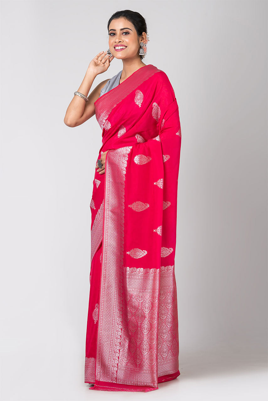 Red Velvet (Red Jacquard Crepe Saree)