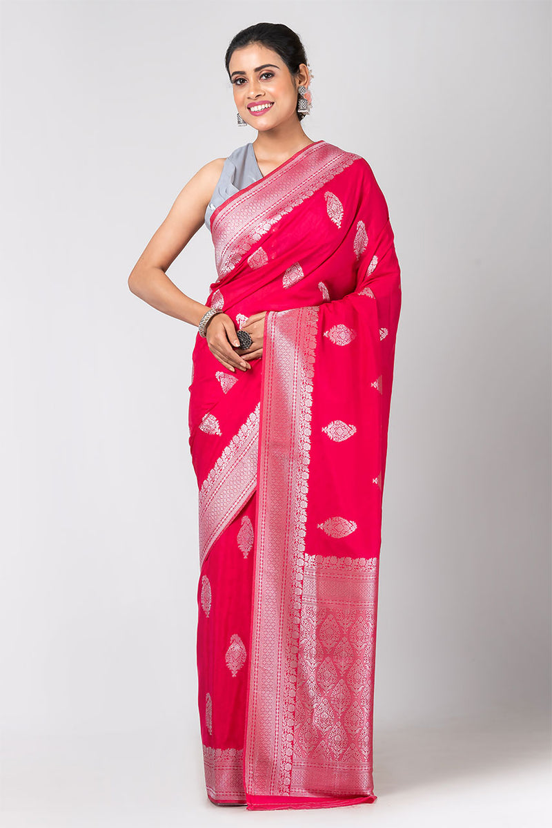 Red Velvet (Red Jacquard Crepe Saree)