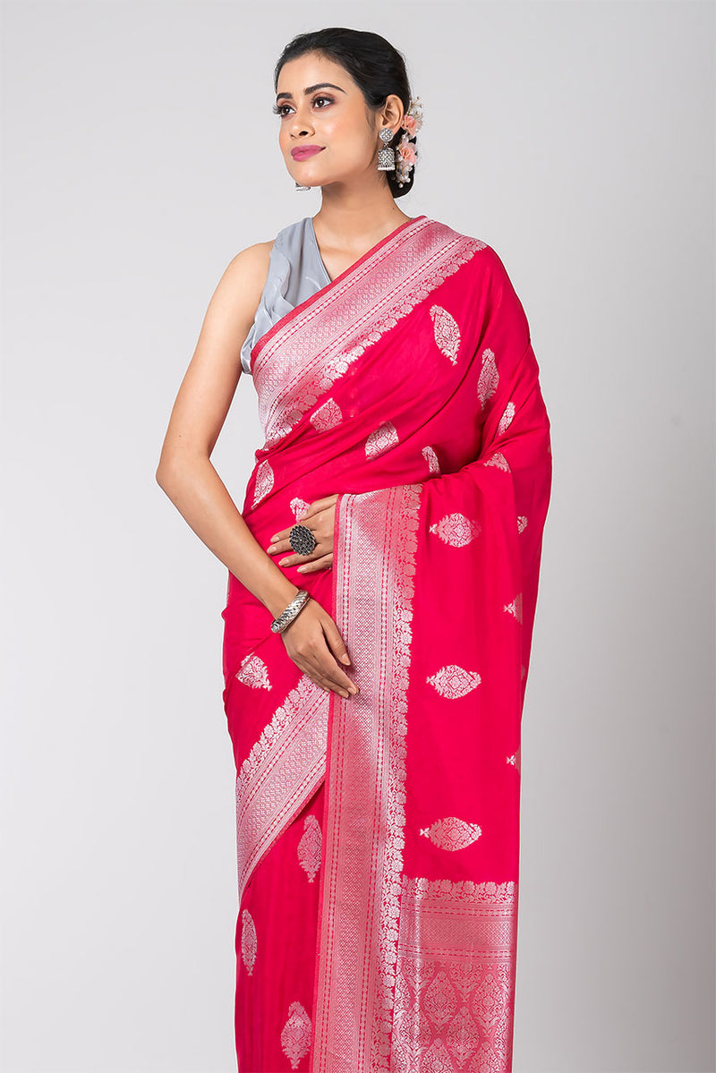 Red Velvet (Red Jacquard Crepe Saree)