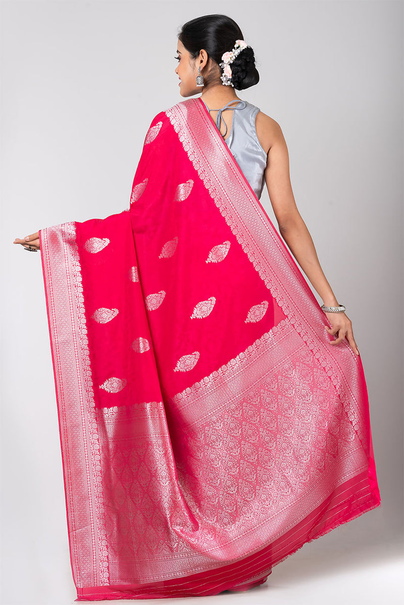 Red Velvet (Red Jacquard Crepe Saree)