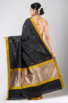 Jemisha (Black Silk Saree with all over Stripe Jaal)