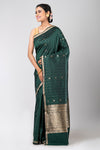 Rohini (Bottle Green Silk Saree with all over Stripe Jaal)