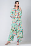 Oasis (Muslin Silk Floral Long Kurta Set)