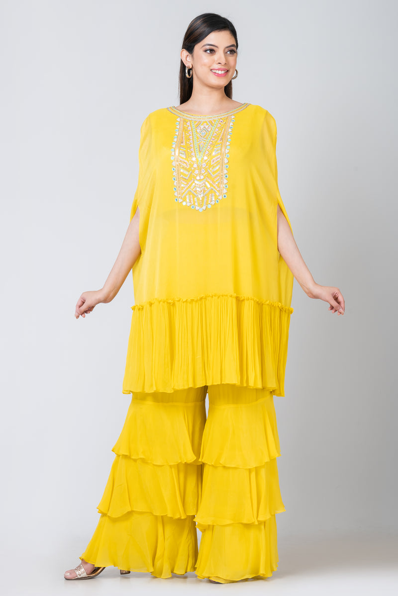 Coreopsis (Georgette Scallop Sharara with Kurta)