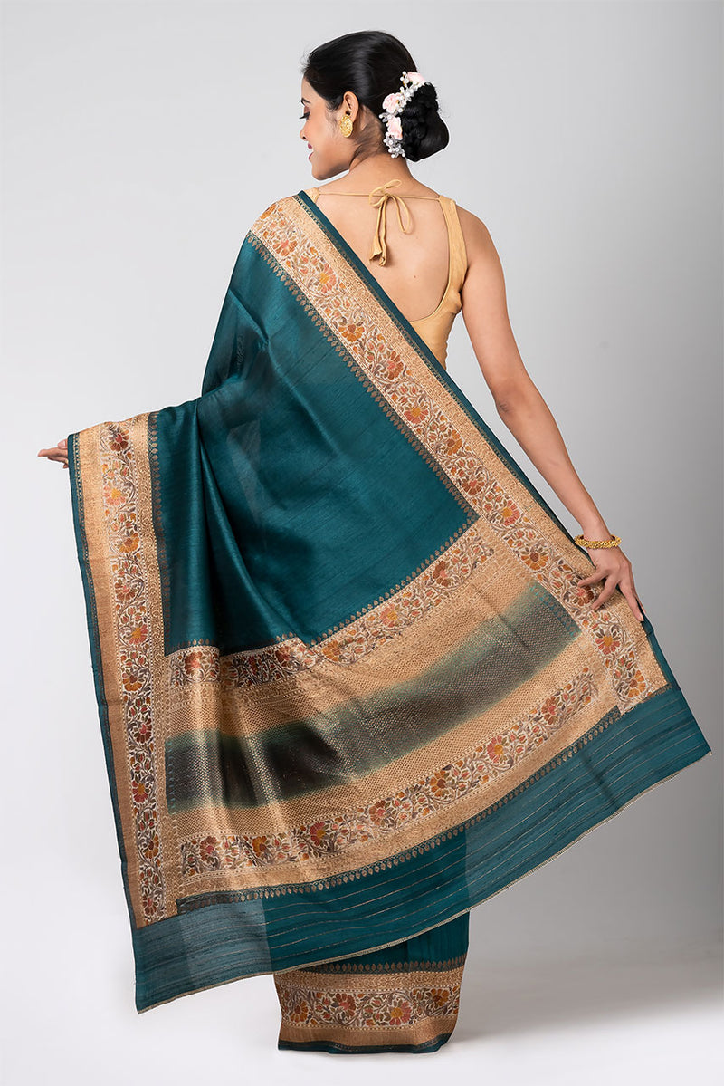 Morni (Peacock Green Tussar Silk Saree)