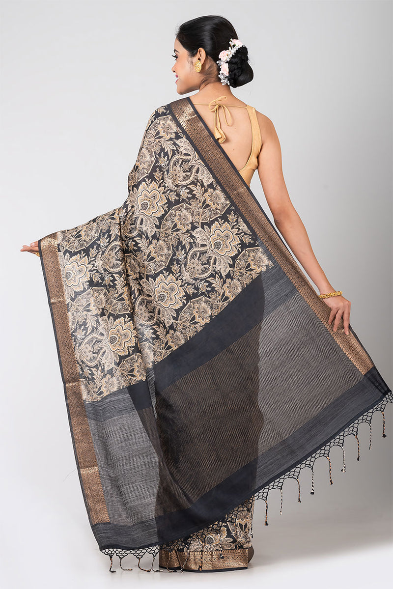 Viyana (Black Tussar Kalamkari Saree)