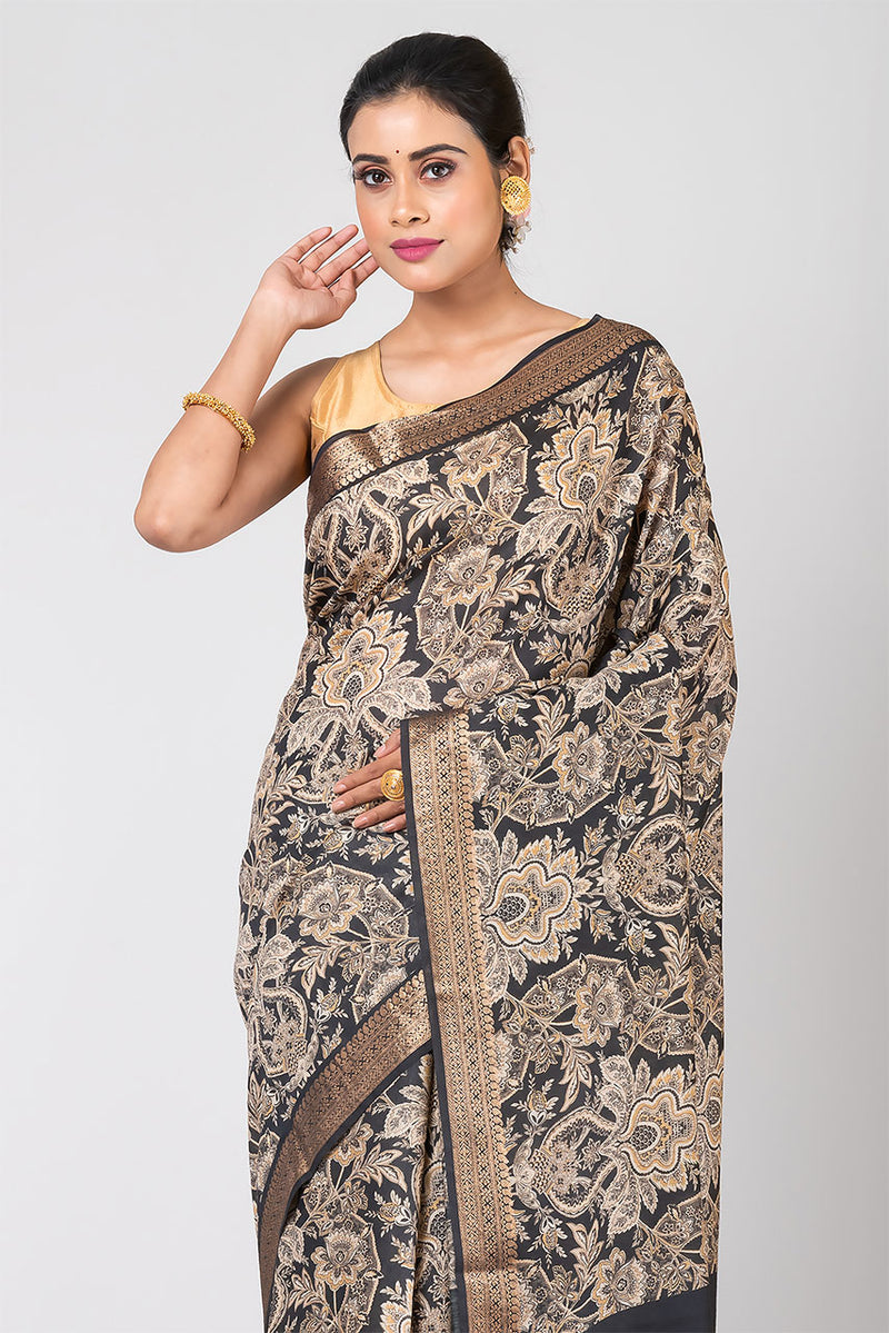 Viyana (Black Tussar Kalamkari Saree)