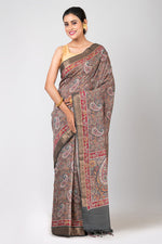 Mahima (Grey Tussar Kalamkari Saree)