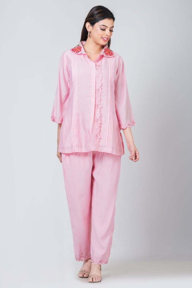 Peonia (Pink Dola Silk Co-ord Set)