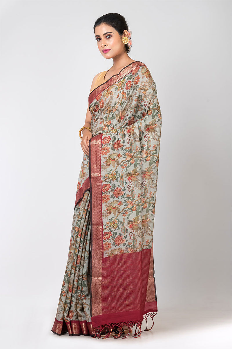 Product Name:  Ananya (Grey Tussar Kalamkari Saree)