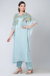 Desdemona (Sky-blue Chinon Silk Kurta Set with Cut-dana Work)