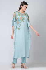 Desdemona (Sky-blue Chinon Silk Kurta Set with Cut-dana Work)