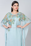 Desdemona (Sky-blue Chinon Silk Kurta Set with Cut-dana Work)