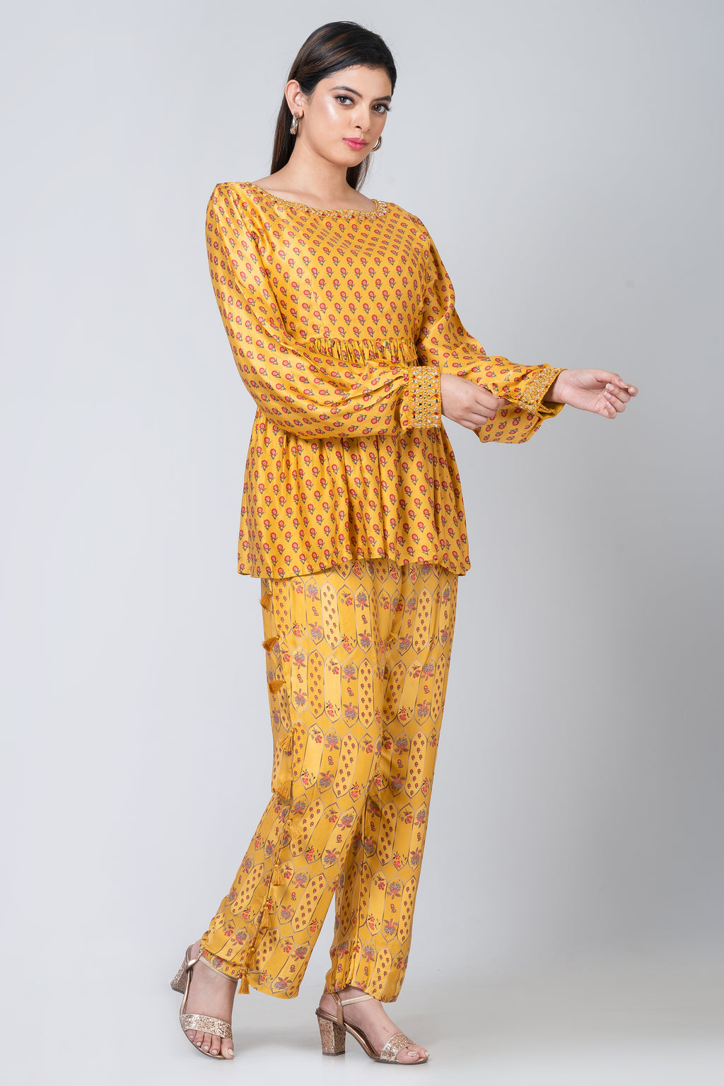 Kesar Kanwal (Yellow Peplum Kurta Set)