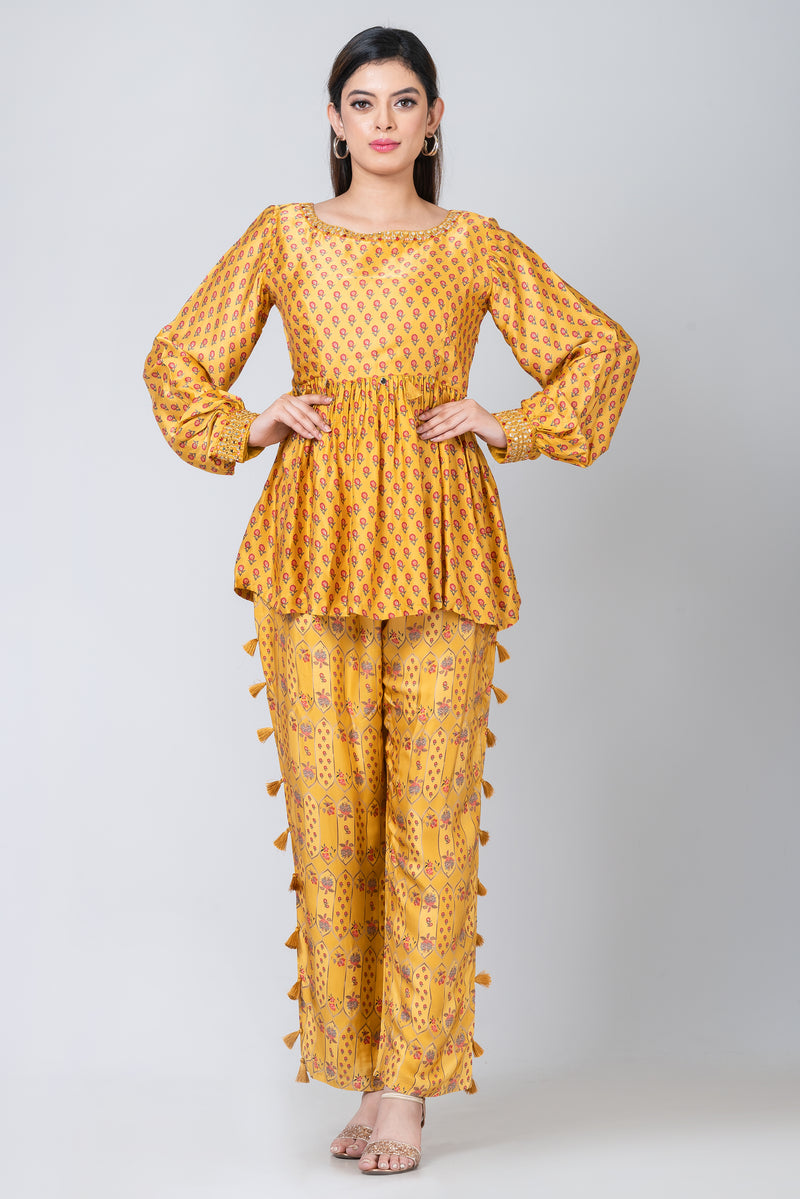 Kesar Kanwal (Yellow Peplum Kurta Set)