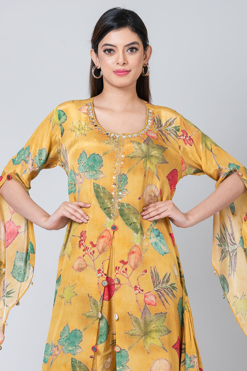 Heer (Yellow Crepe Silk Long Kurta Set)