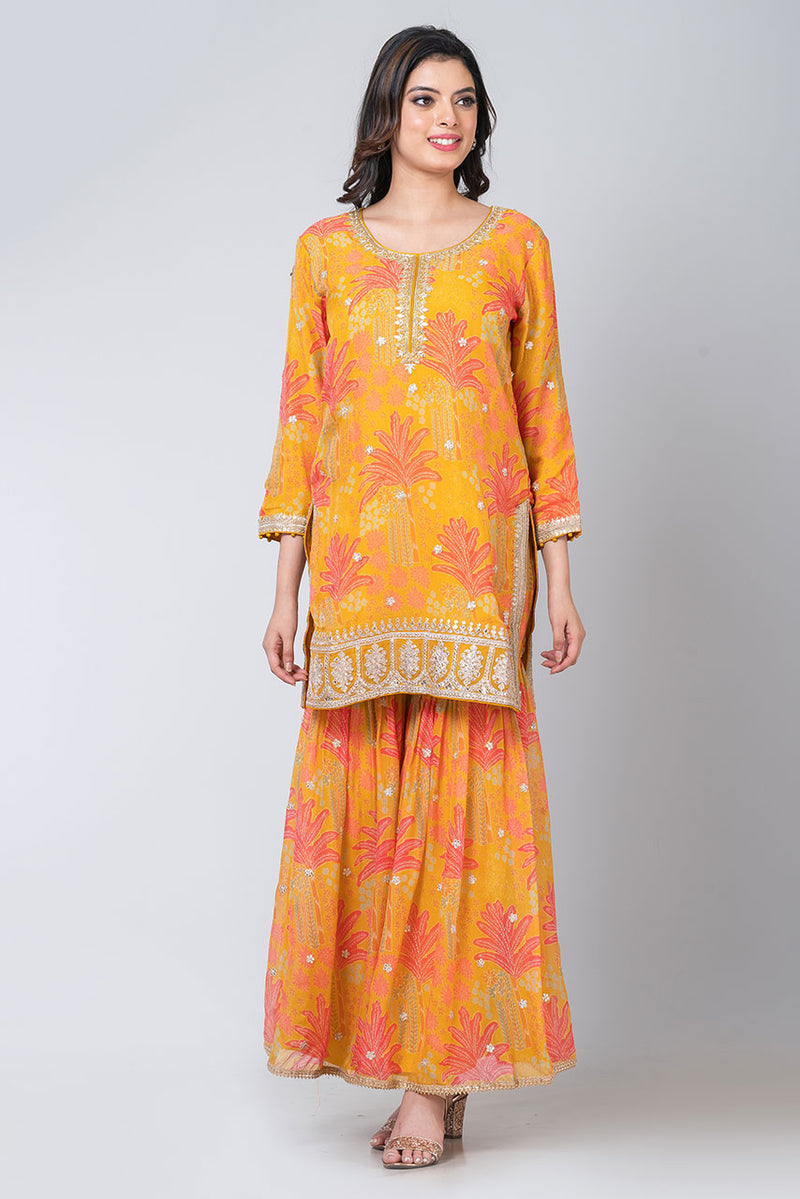 Zafrani (Organza Sharara with Short Kurta & Dupatta)