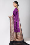 Malhar (Purple Silk Saree with Antique Gold Zari Border)