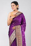 Malhar (Purple Silk Saree with Antique Gold Zari Border)