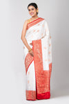 Shohag (Silk Traditional Bengali White Saree with Red Border)