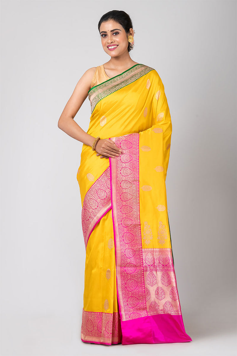 Noor (Yellow Silk Saree with Contrast Border)