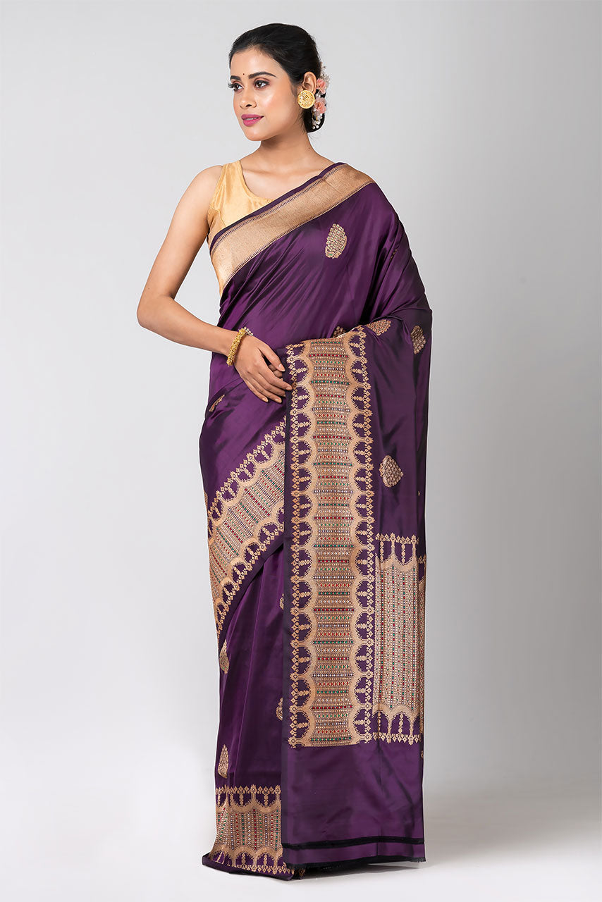 Tilottama (Purple Silk Saree with Mina Work)