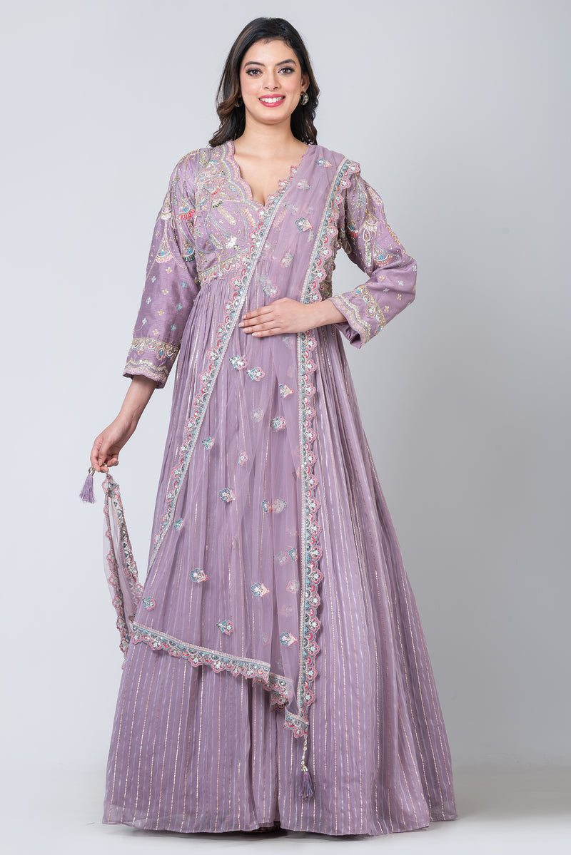 Munfarid (Organza Anarkali Suit with Net Dupatta)