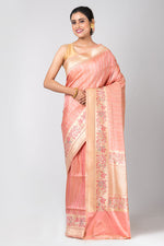 Manorama (Peach Silk Saree with Silver Zari Stripe)