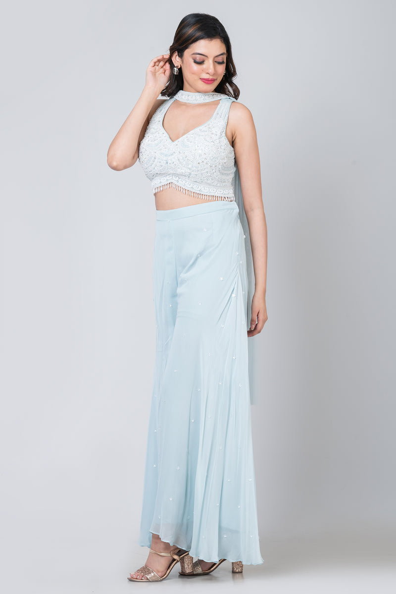 Gauhar (Georgette Palazzo with Crop Top)