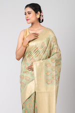 Kusum (Peach Floral Georgette Khaddi Saree)