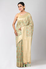 Kusum (Peach Floral Georgette Khaddi Saree)