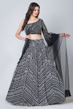 Reshamiya (Lehenga with one-side shoulder blouse and net dupatta)