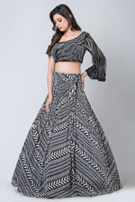 Reshamiya (Lehenga with one-side shoulder blouse and net dupatta)