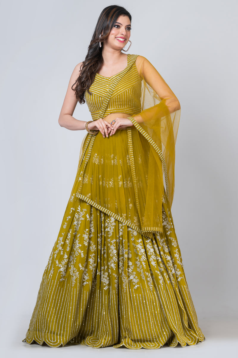 Citrine  (Georgette Lehenga with blouse and dupatta)