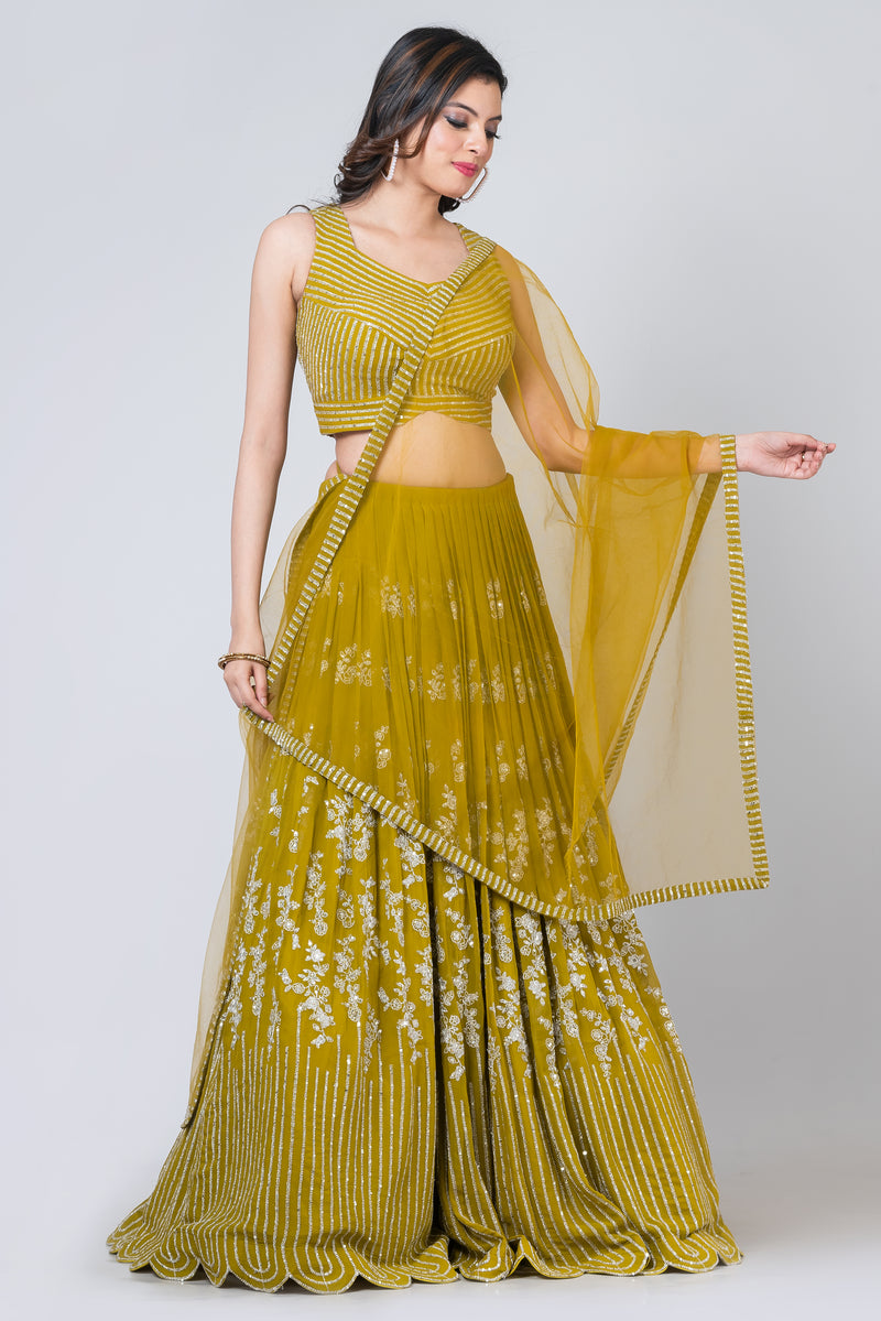 Citrine  (Georgette Lehenga with blouse and dupatta)