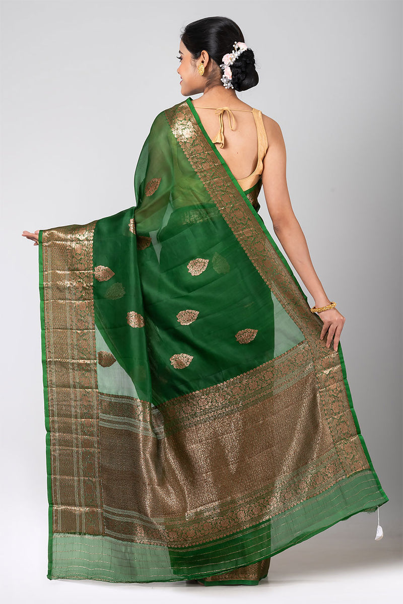 Rukmani (Bottle Green Organza Saree)