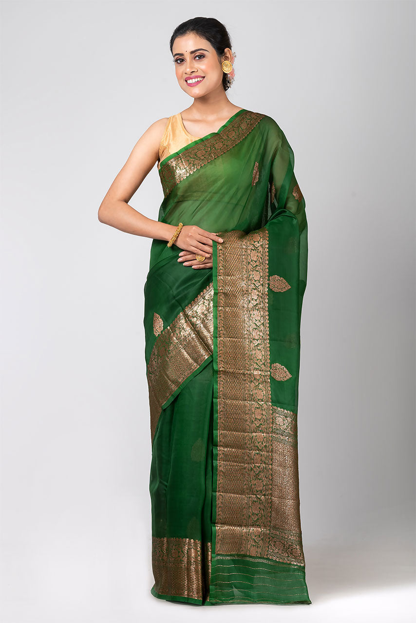 Rukmani (Bottle Green Organza Saree)