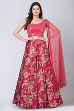 Celosia  (Lehenga with one-side shoulder blouse and dupatta)