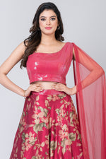 Celosia  (Lehenga with one-side shoulder blouse and dupatta)