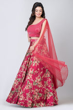 Celosia  (Lehenga with one-side shoulder blouse and dupatta)