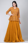 Gazania  (Lehenga with peplum top and net dupatta)