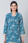 Fern n’ Petal (Blue Floral Kurta & Palazzo Set)