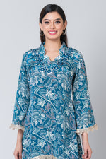 Fern n’ Petal (Blue Floral Kurta & Palazzo Set)