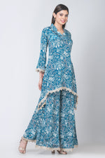 Fern n’ Petal (Blue Floral Kurta & Palazzo Set)