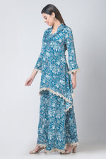 Fern n’ Petal (Blue Floral Kurta & Palazzo Set)