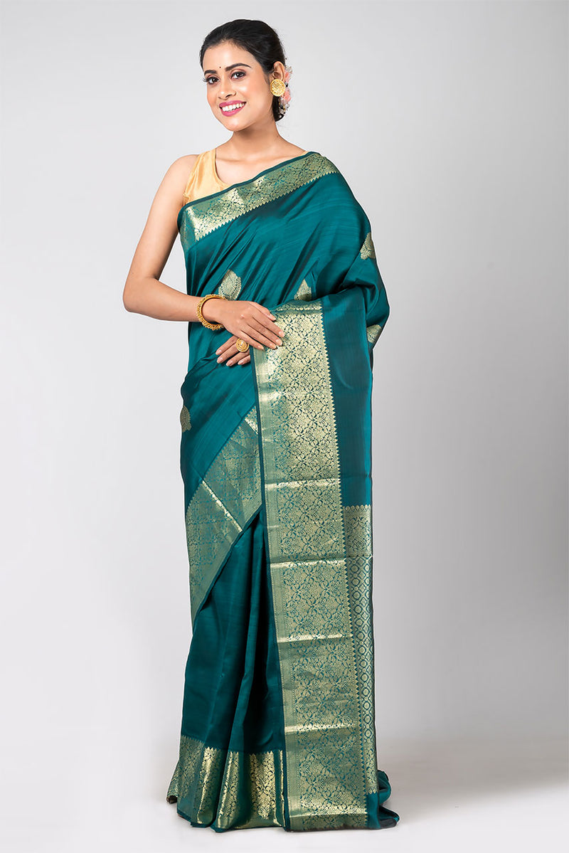 Regal Glory (Sea-green Kanjivaram Silk)