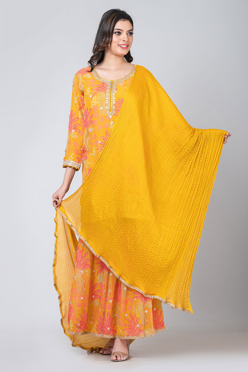 Zafrani (Organza Sharara with Short Kurta & Dupatta)