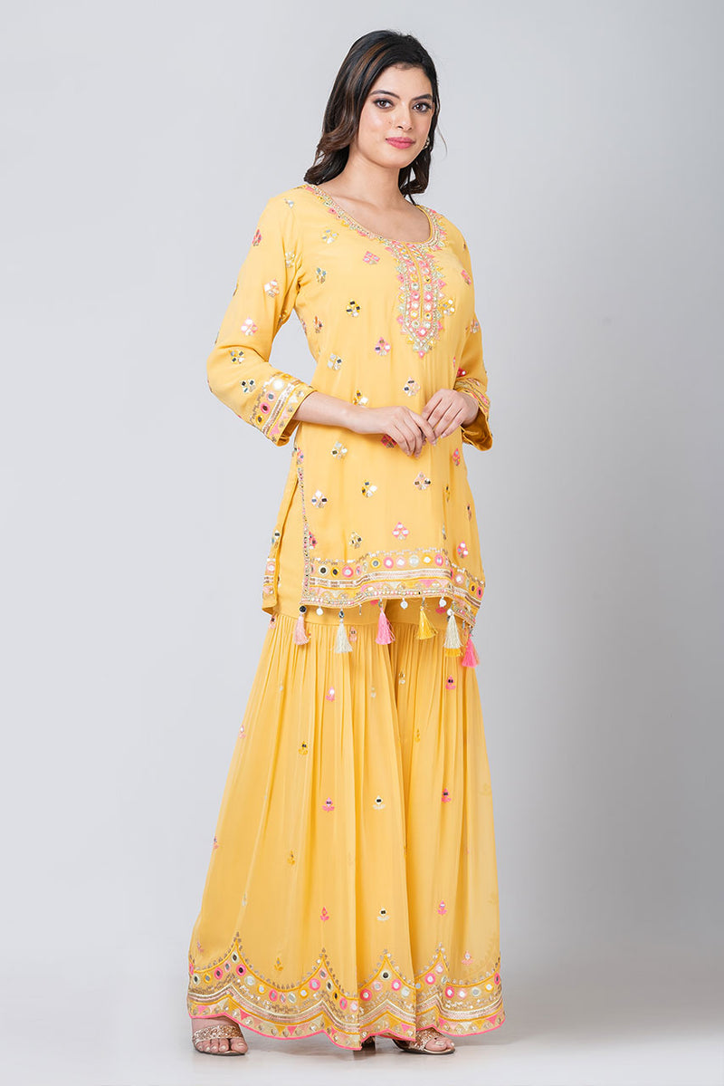 Suvarna (Georgette Sharara with Short Kurta and Crush Dupatta)