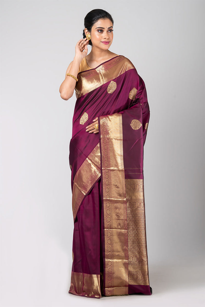 Bordeaux Beauty (Wine Kanjivaram Silk)