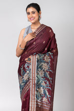 Manohari (Wine Organza Saree)